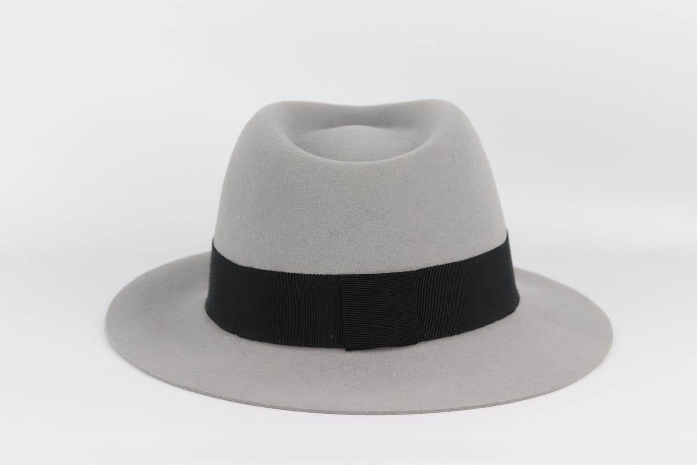 Maison Michel Grosgrain Trimmed Wool Felt Fedora Large In Excellent Condition In London, GB