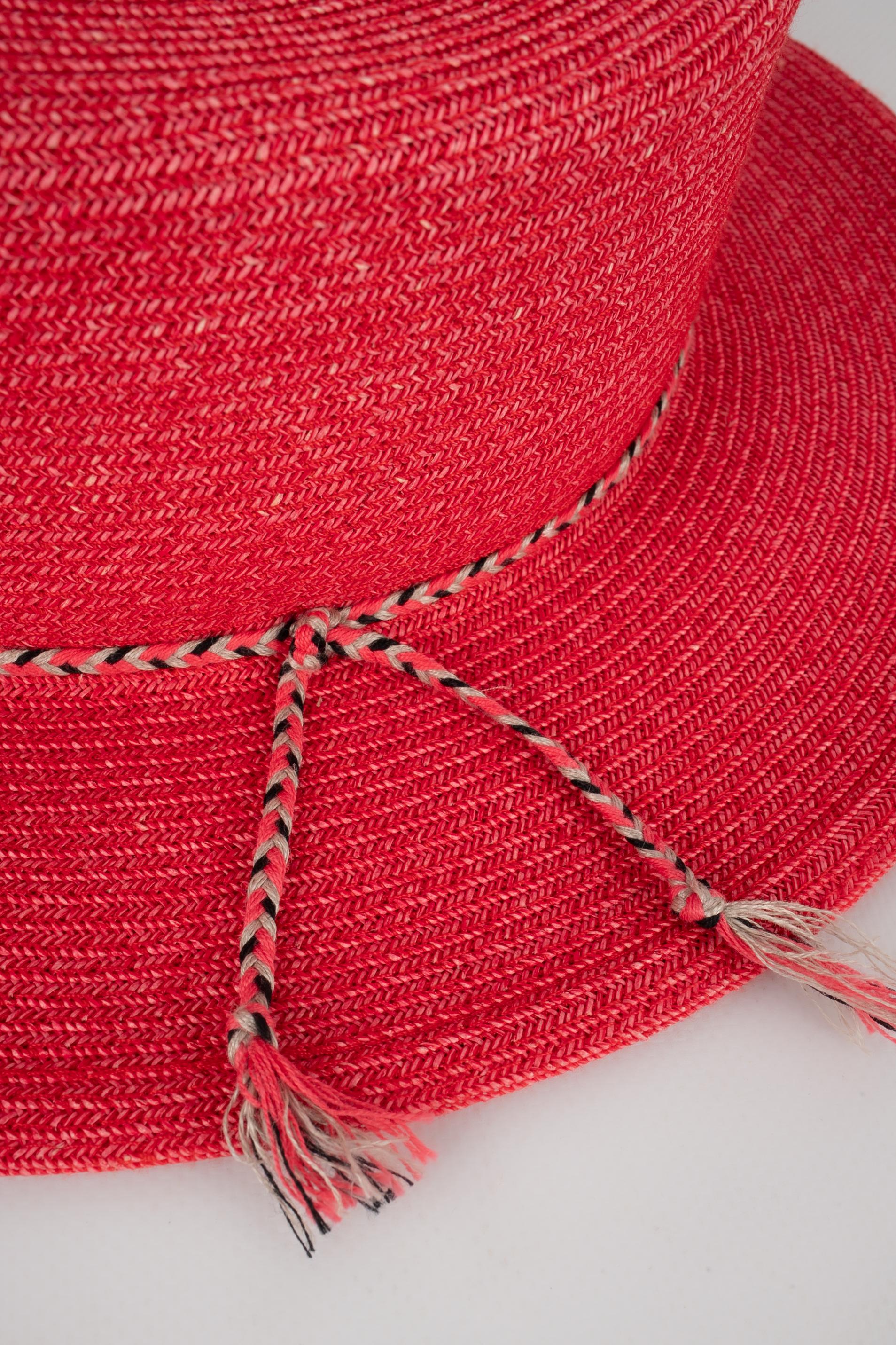 Red Maison Michel hat For Sale