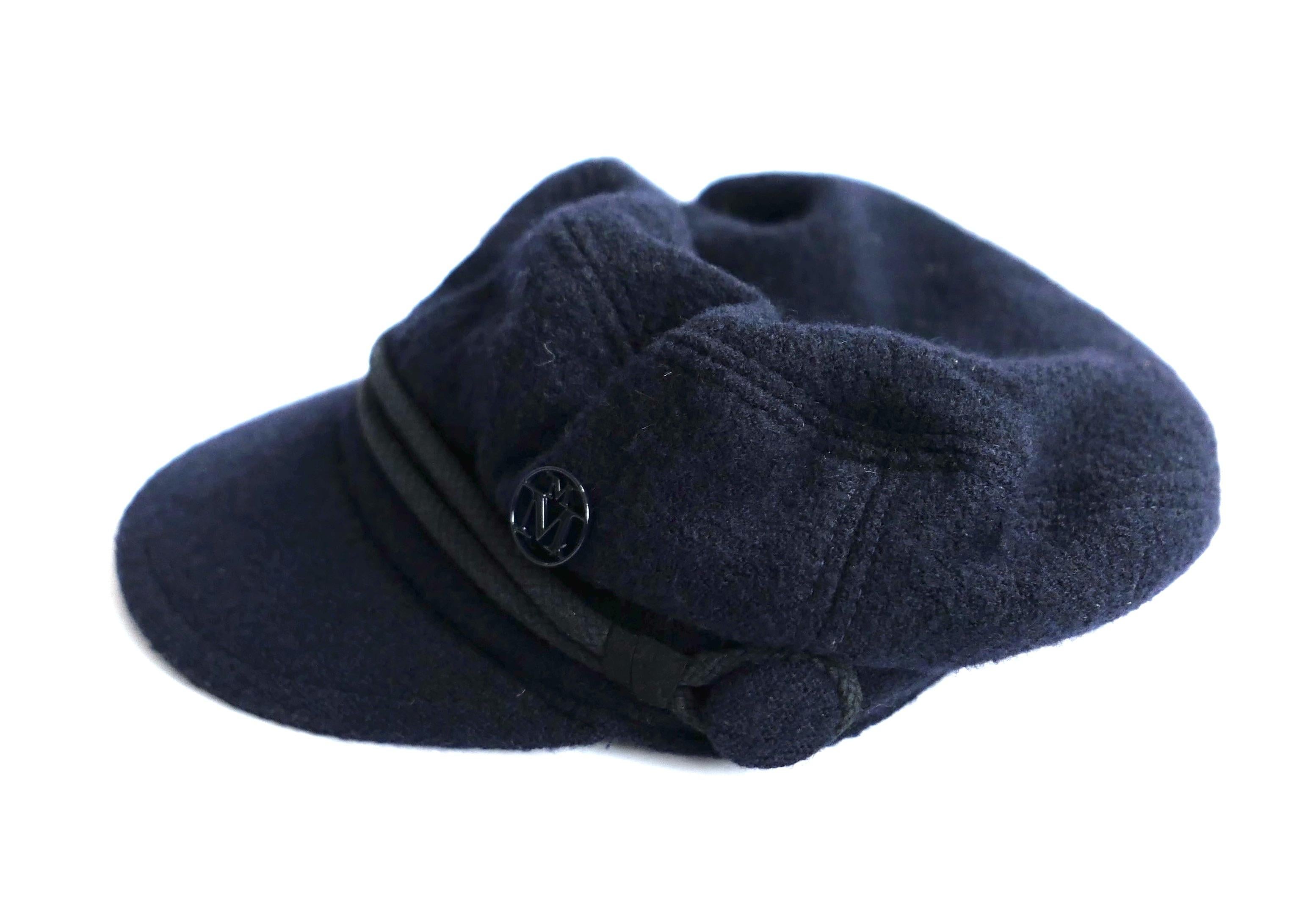 Cute Maison Michel New Abby sailor cap hat. Bought for £440 and worn a handful of times.s Made from textured navy wool with removable braid, MM badge and black cotton/grosgrain lining. Size S. Inner circumference approx 22”. Shows light wear