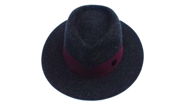 MAISON MICHEL Paris Andre Fedora Felt Hat in Charcoal Grey  display picture 1