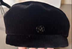 Maison Michel Paris New Billy Black Velvet Beret Größe M 58 cm Designer Hut