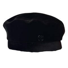 Maison Michel Paris New Billy Black Velvet Beret Größe M 58 cm Designer Hut