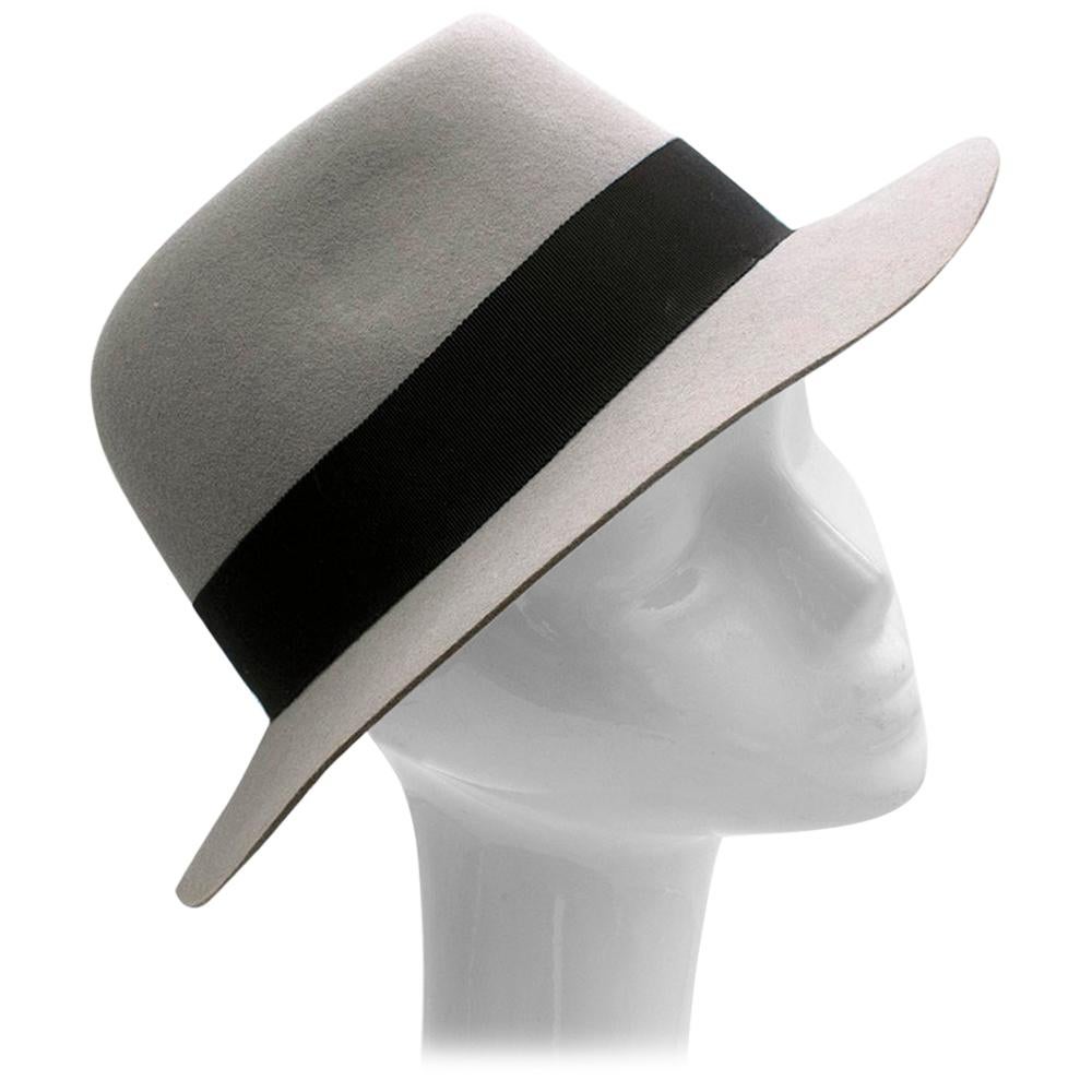 Maison Michel Paris Wool Felt Hat Grey Medium For Sale