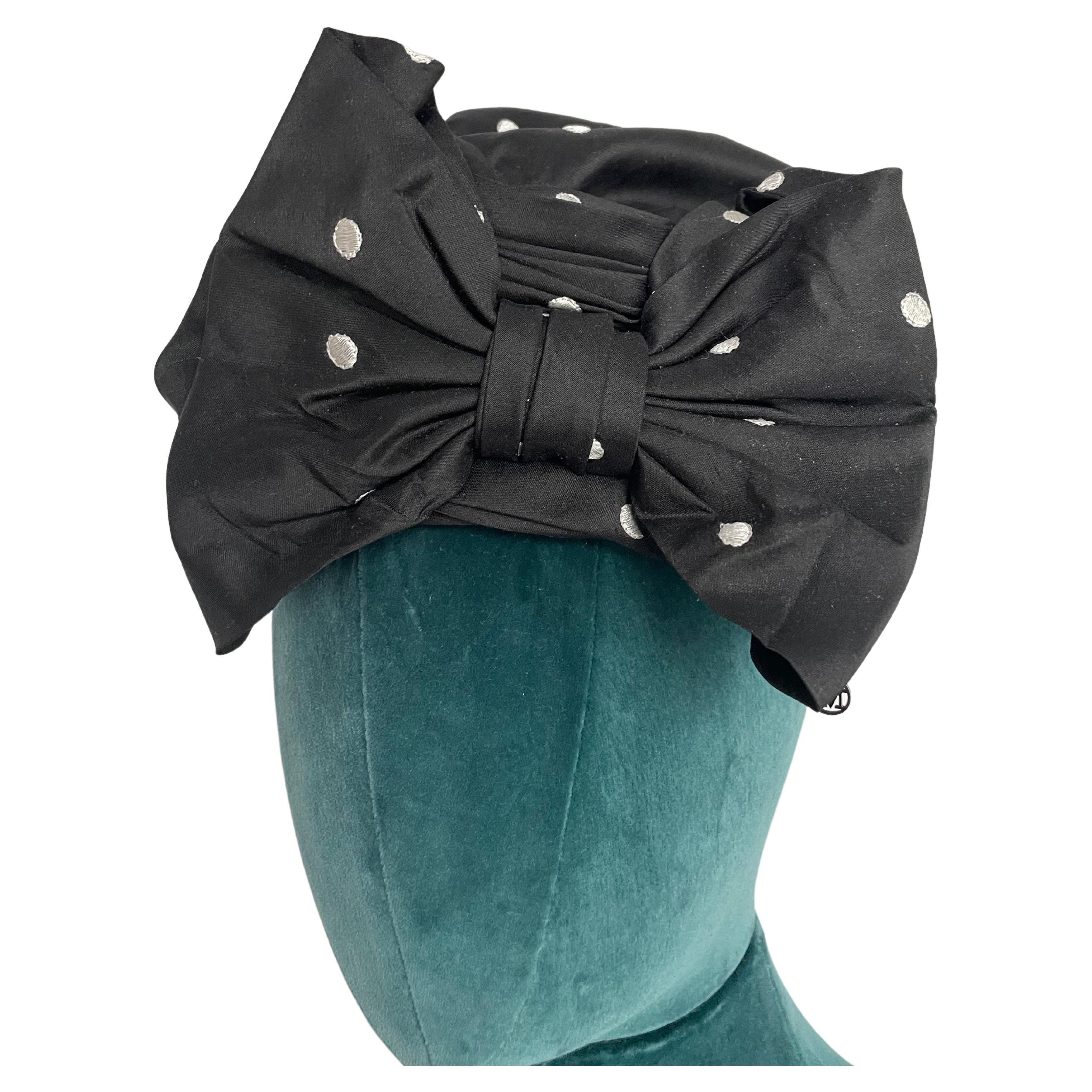 Maison Michel polie Dot hat with Bow  For Sale