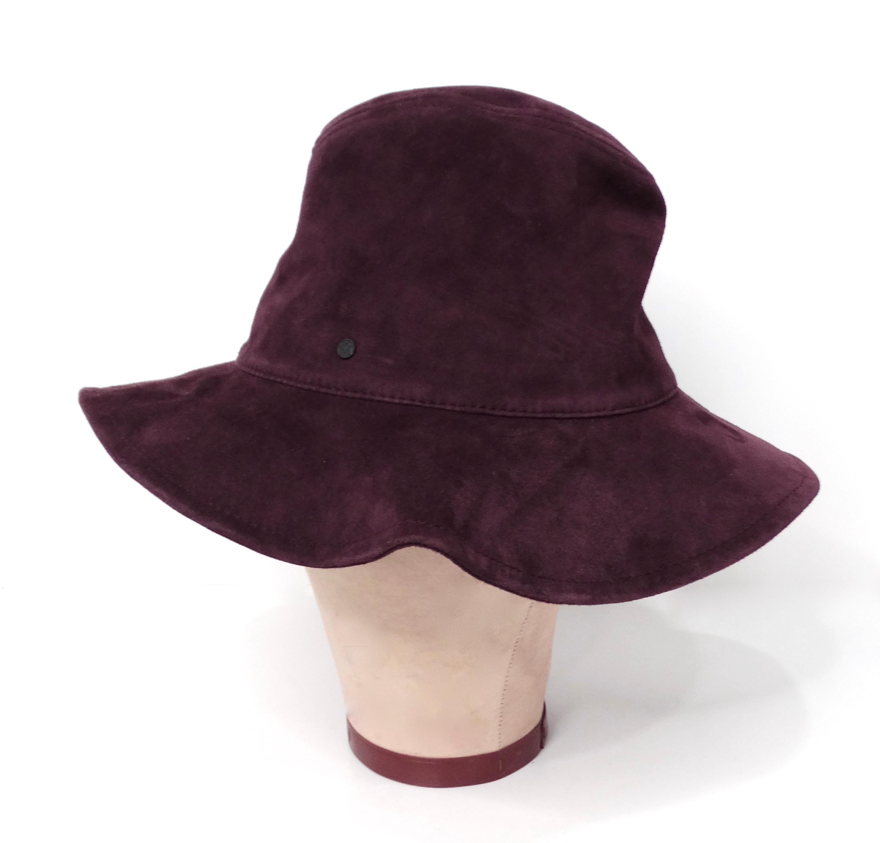 Donna Maison Michel Cappello con tesa in camoscio viola in vendita