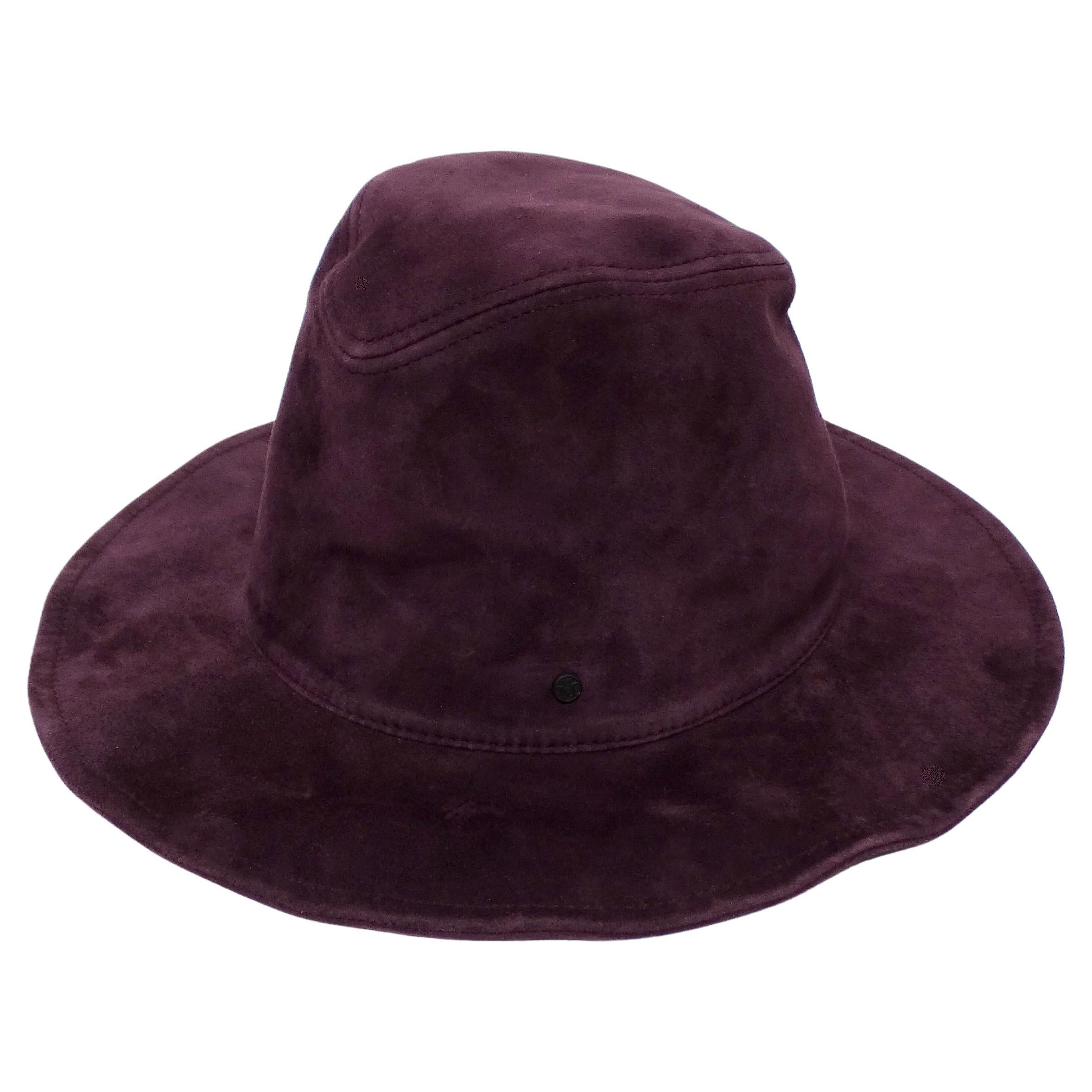 Maison Michel Cappello con tesa in camoscio viola