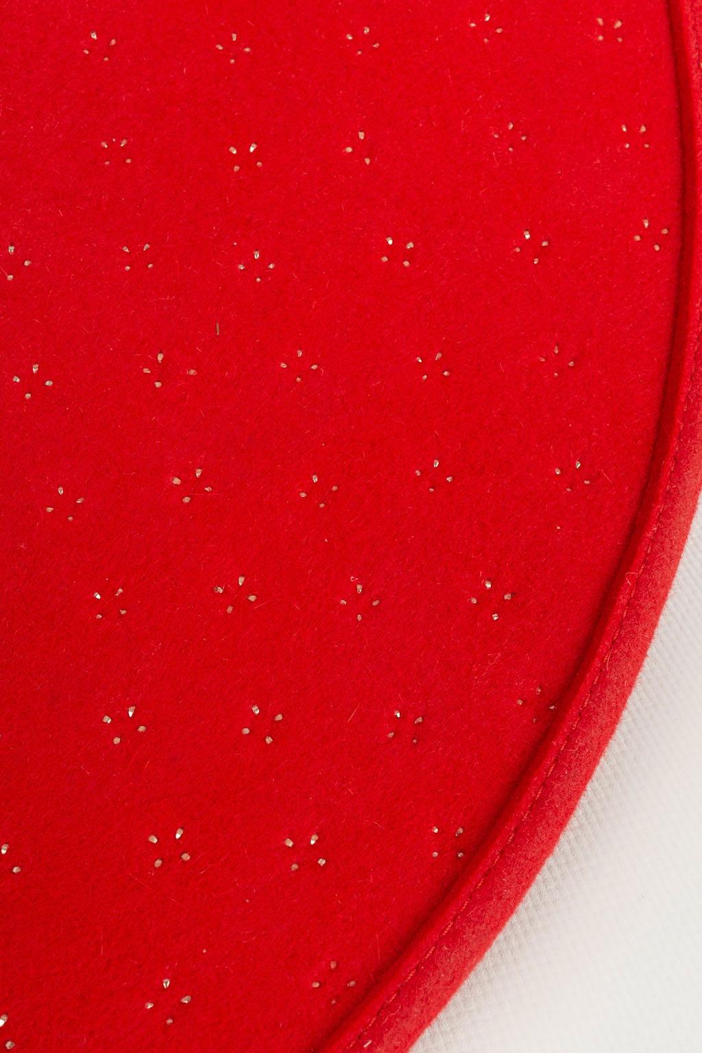 Maison Michel Red Felt Hat with Beige Metal Dots For Sale 5