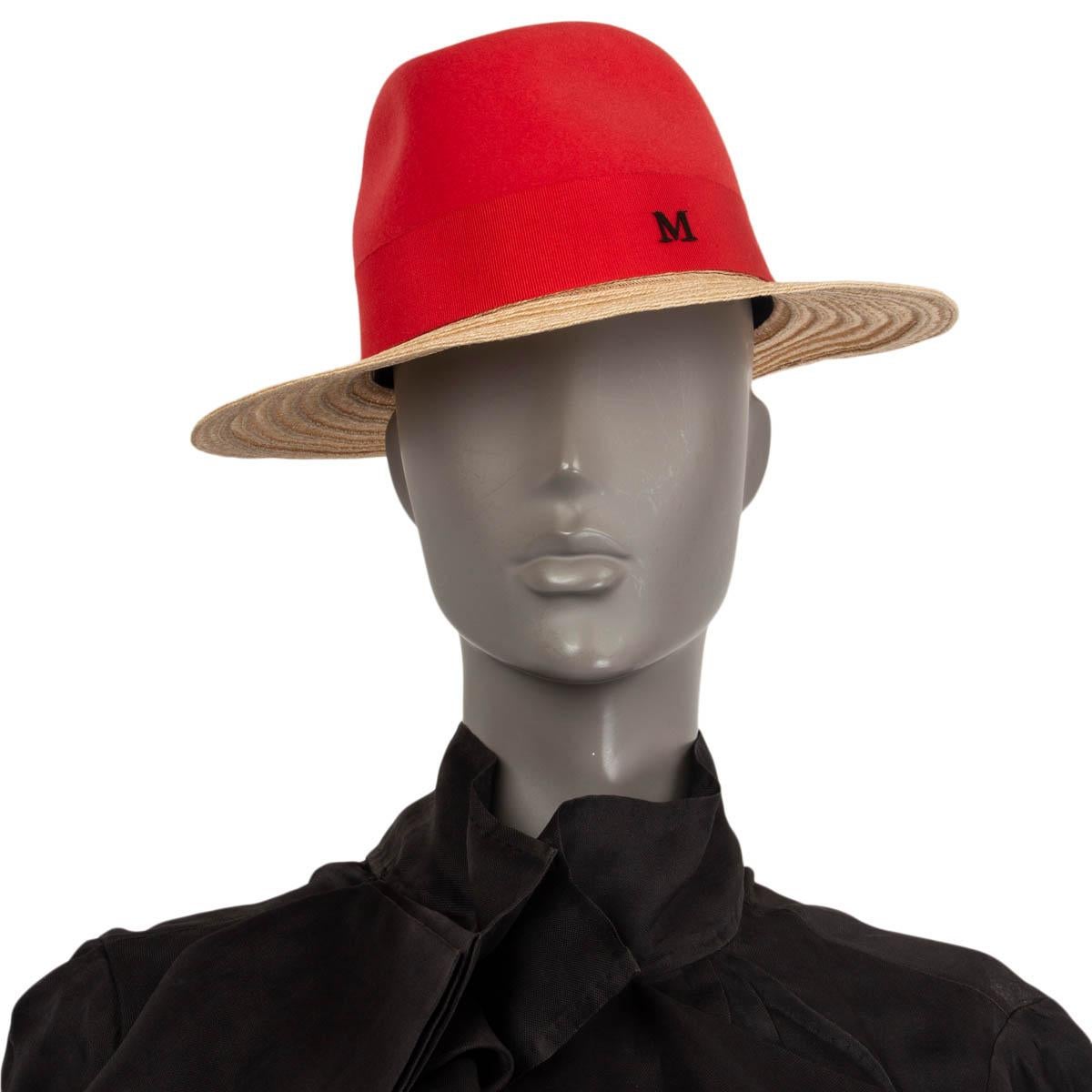 Women's MAISON MICHEL red Felt & Straw Fedora Hat S