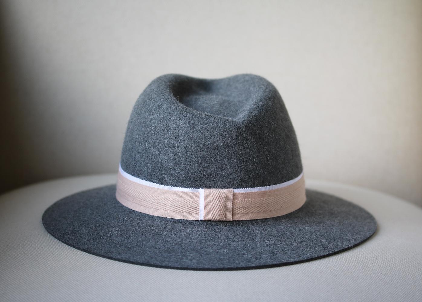 Maison Michel Rico Grosgrain-Trimmed Rabbit-Felt Fedora  In Excellent Condition In London, GB