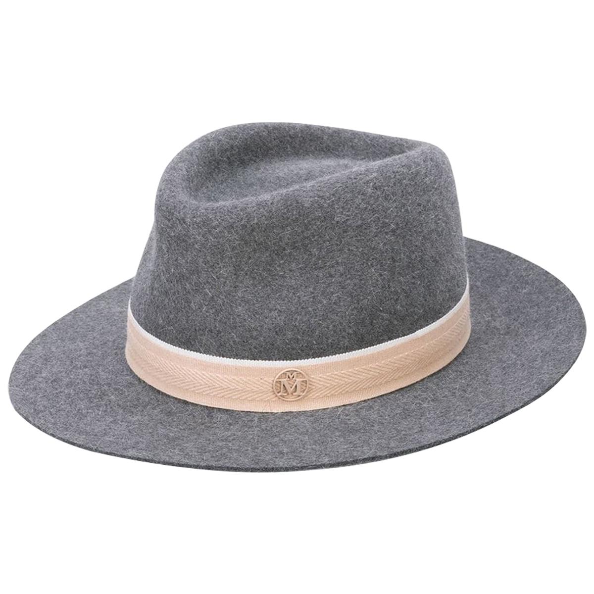 Maison Michel Rico Grosgrain-Trimmed Rabbit-Felt Fedora 