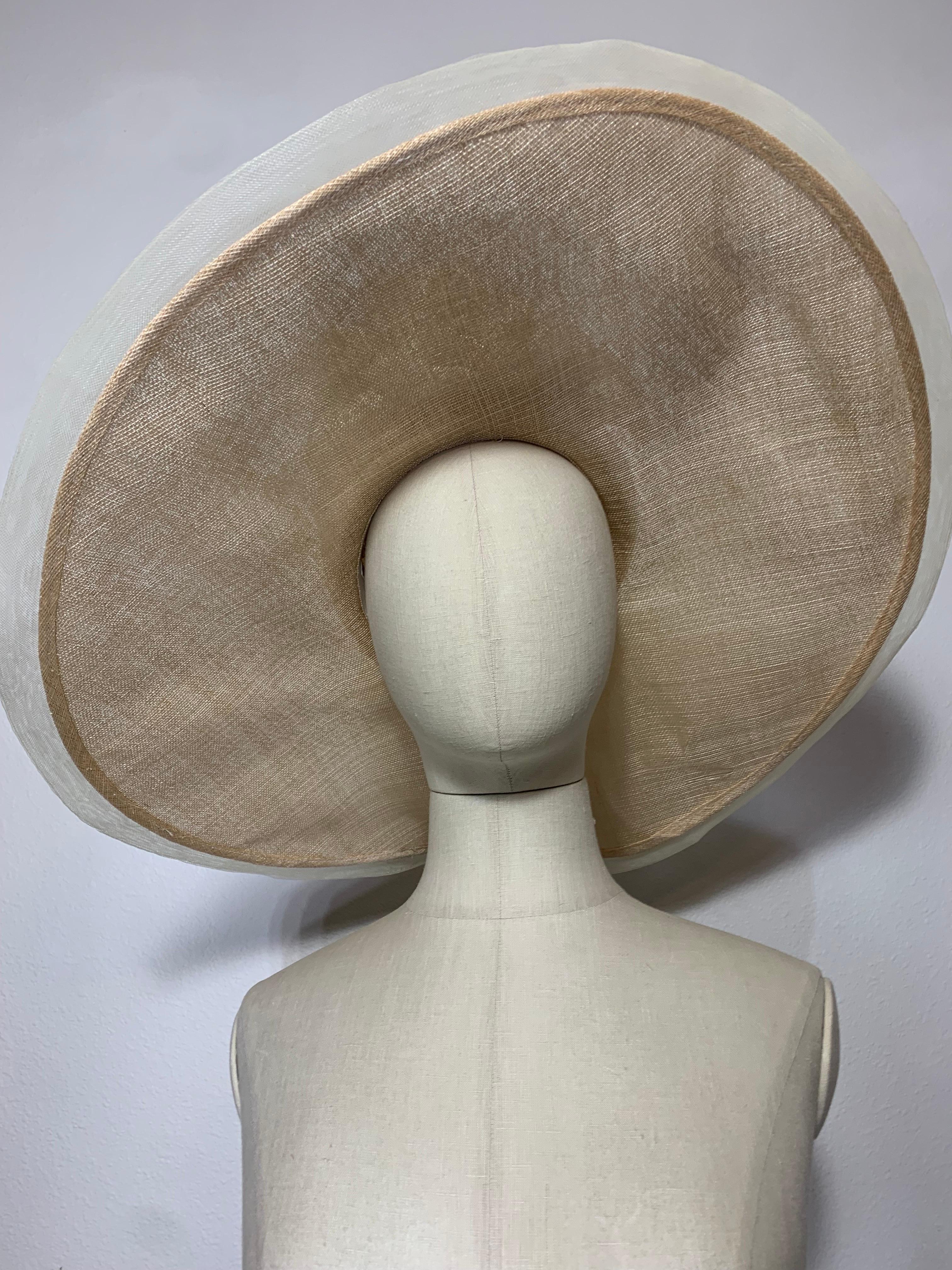 Maison Michel Spring / Summer Natural Wide Brim Straw Hat w Flower Bouquet   For Sale 6