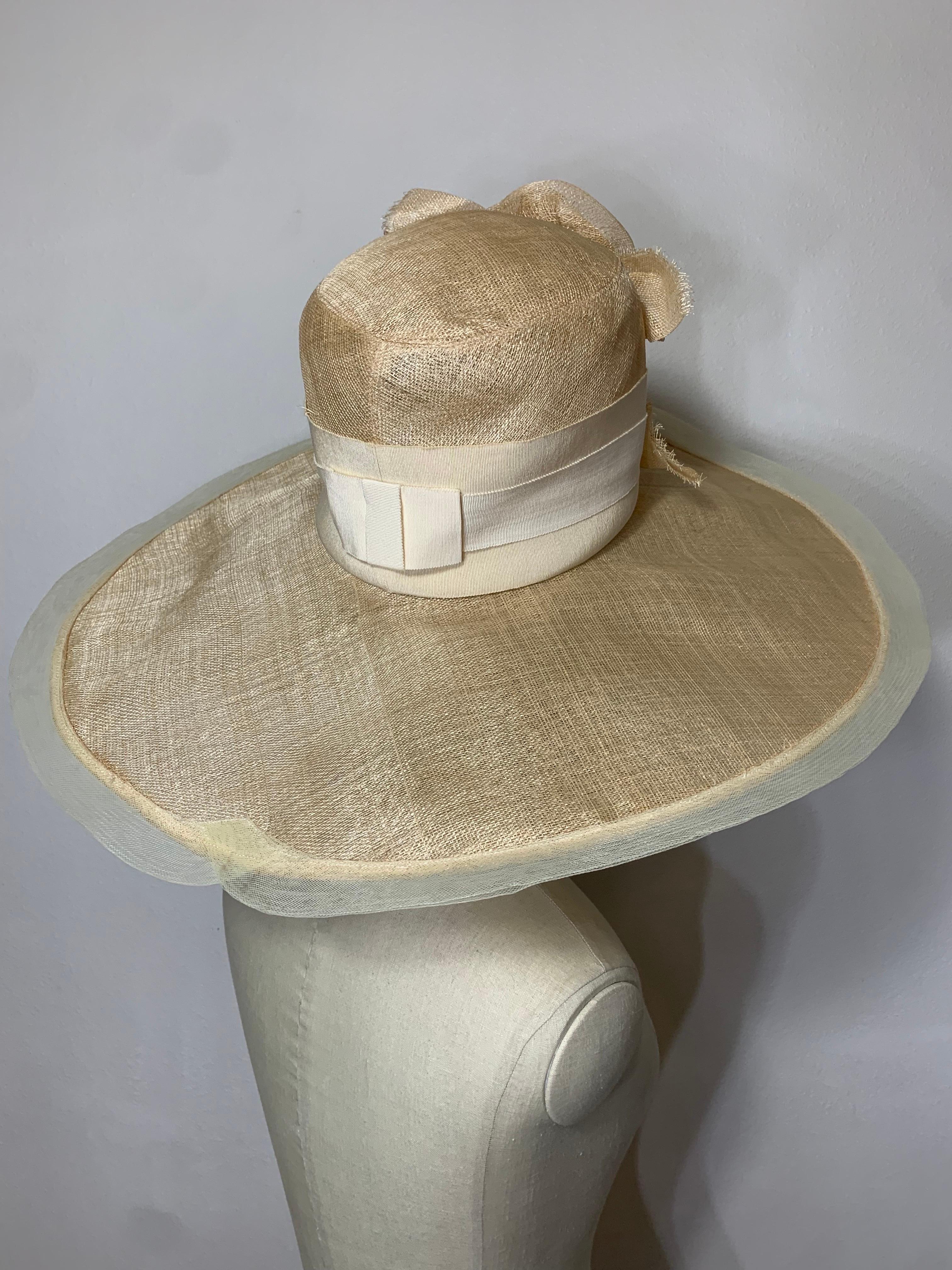 Maison Michel Spring / Summer Natural Wide Brim Straw Hat w Flower Bouquet   For Sale 3