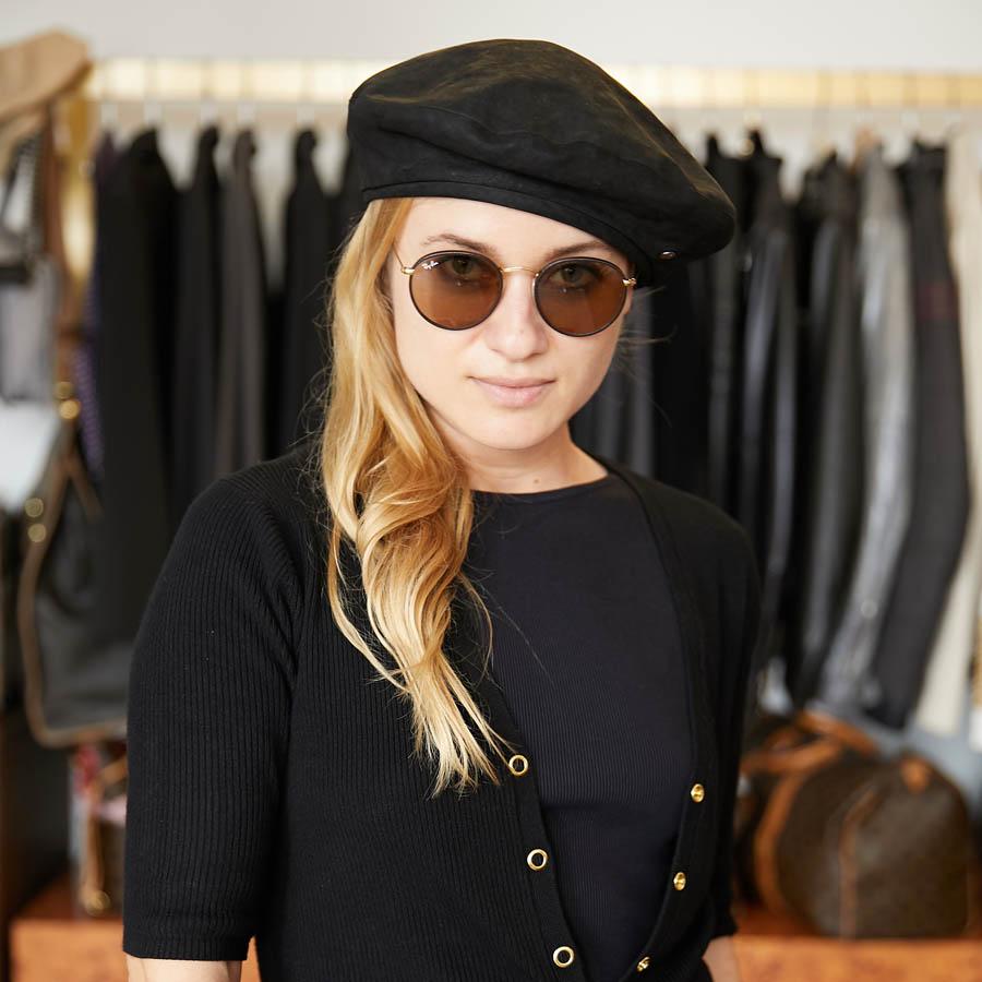 Maison Michel Suede Lamb Leather Beret For Sale 1