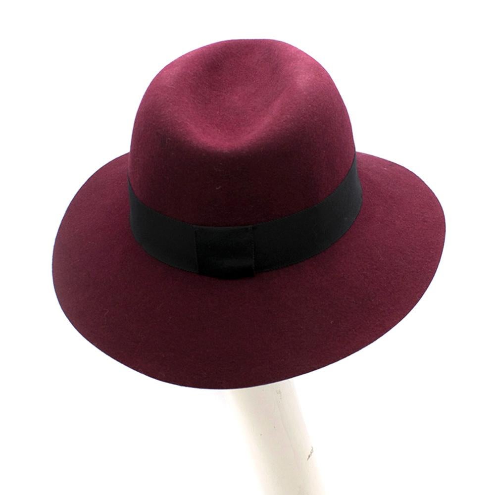 Maison Michel Virginie Burgundy Fedora S In Excellent Condition For Sale In London, GB