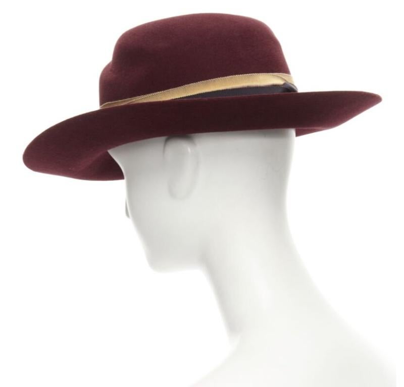 MAISON MICHEL Virginie Stick Cherry red bleach fight bondage fedora hat For Sale 1