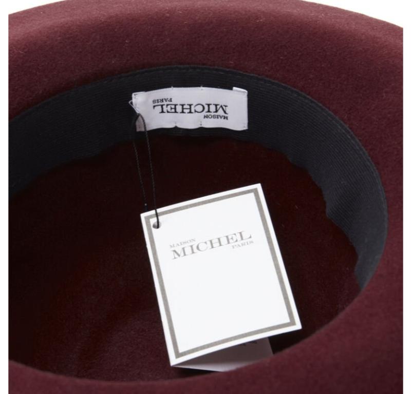 MAISON MICHEL Virginie Stick Cherry red bleach fight bondage fedora hat For Sale 3