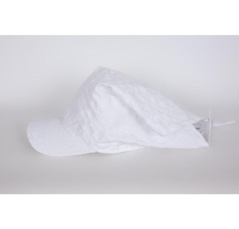 Maison Michel White Cotton Foulard Hat / Cap In Excellent Condition For Sale In SAINT-OUEN-SUR-SEINE, FR
