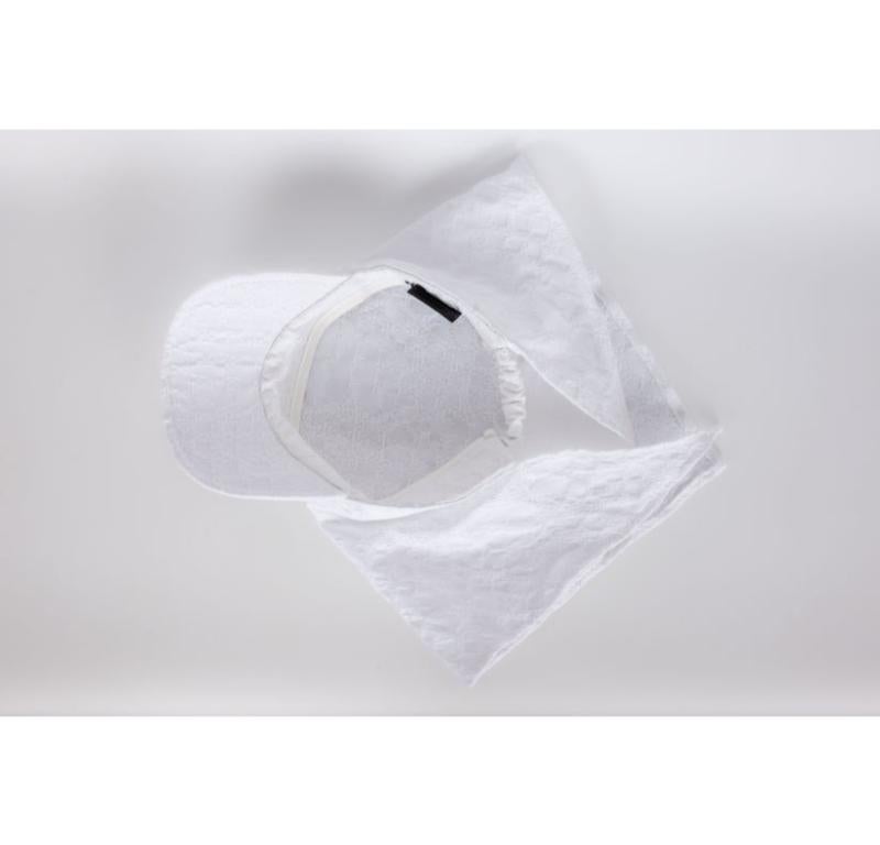 Maison Michel White Cotton Foulard Hat / Cap For Sale 3