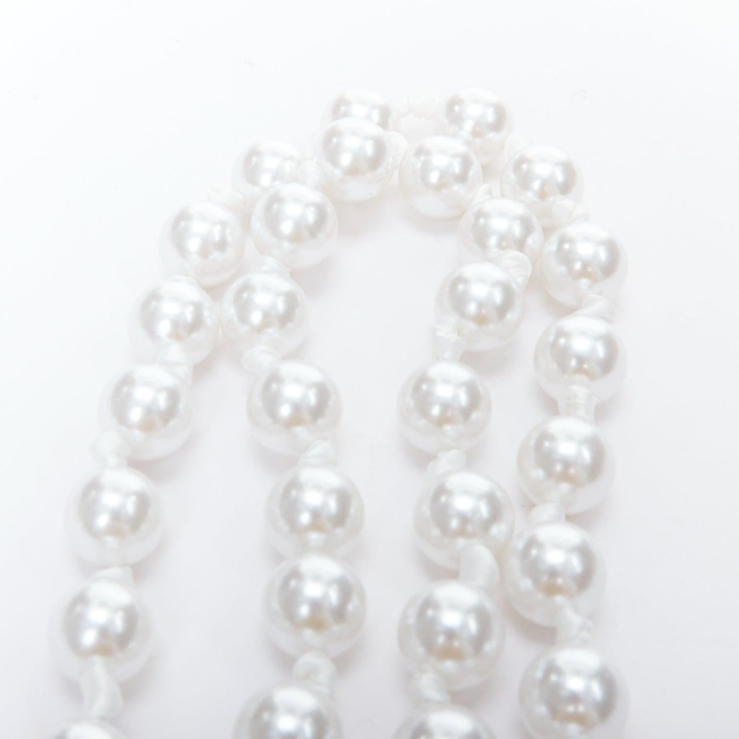 Gray MAISON MICHEL white faux pearl gold M logo lobster bag strap