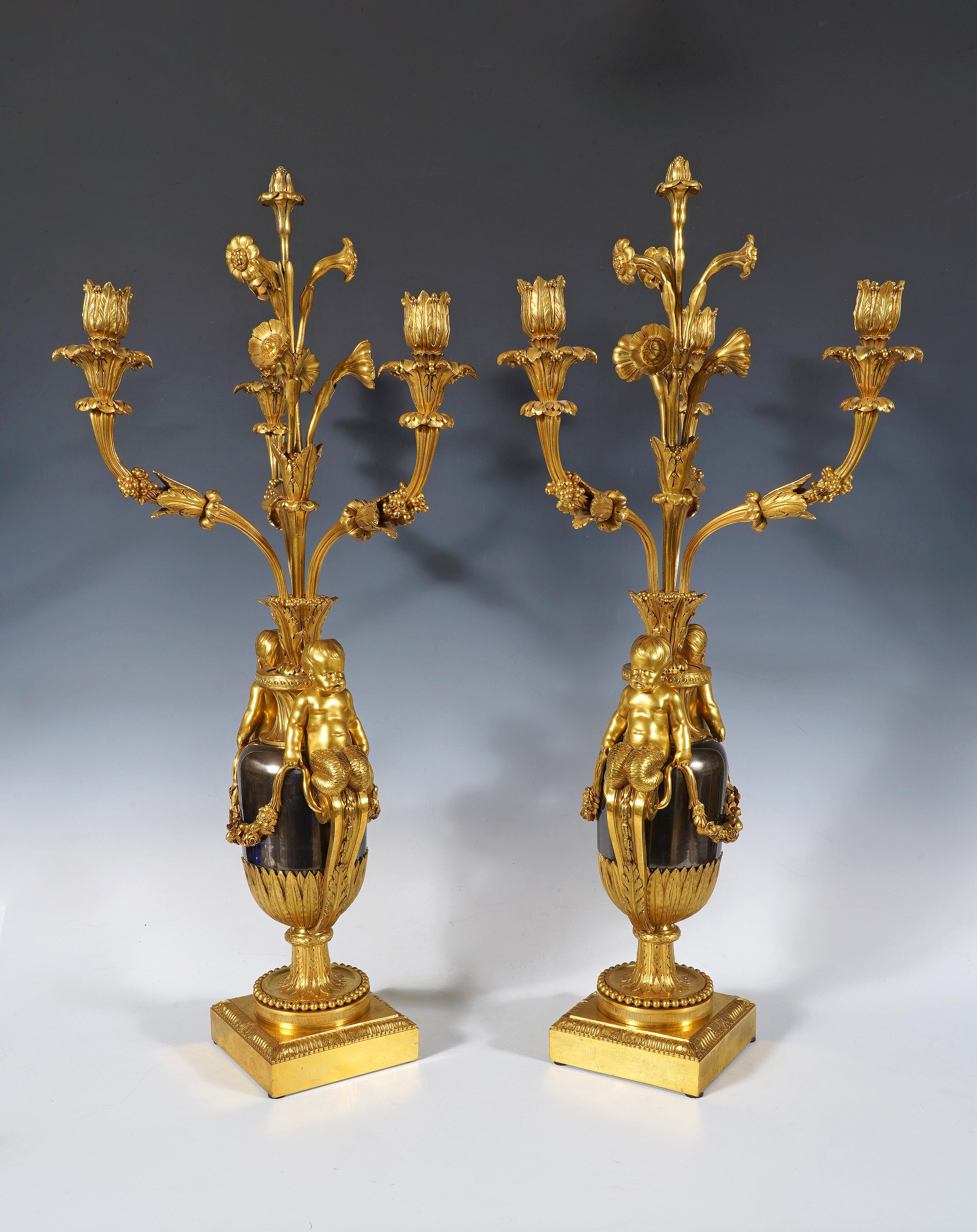 Francese Maison Millet, Coppia di candelabri 