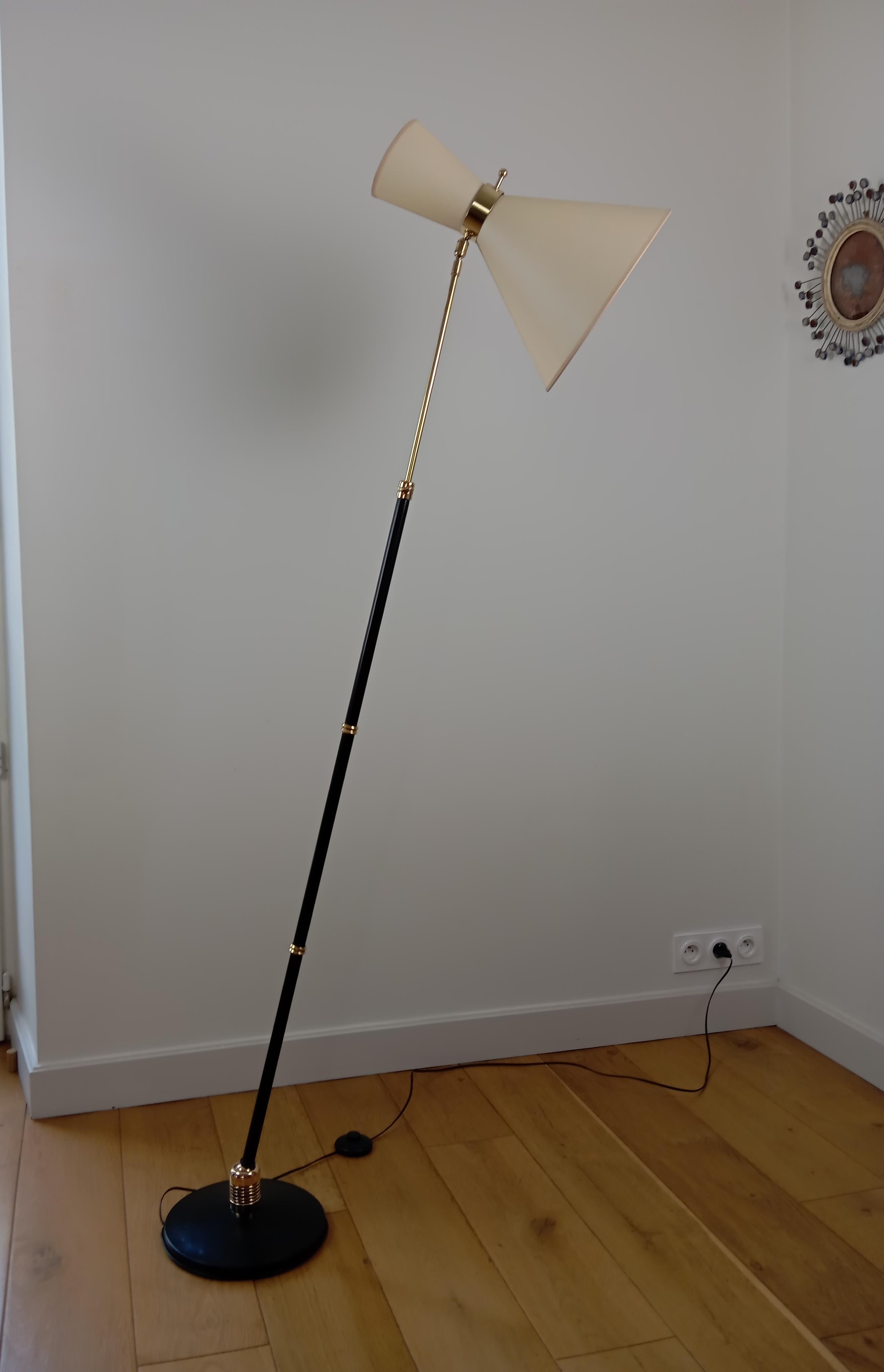 Mid-Century Modern Maison Monix articulated floor lamp, circa 1950 For Sale