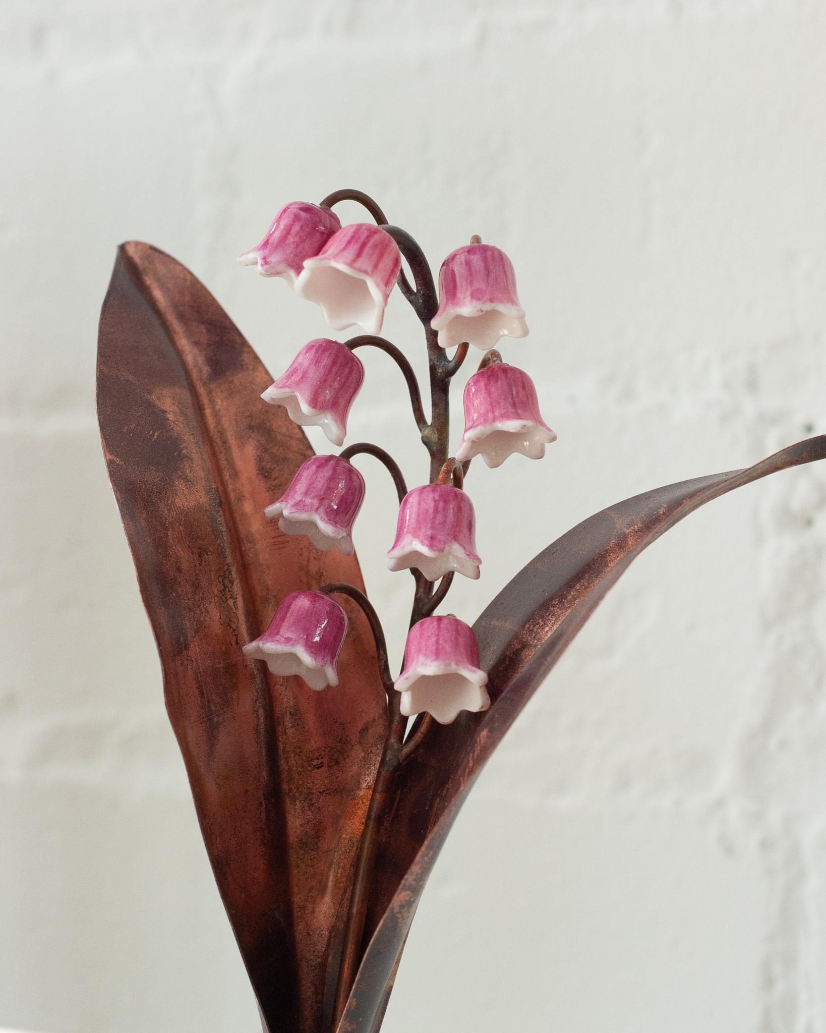 Samuel Mazy x Maison Nurita Pink Glazed Porcelain Lily of the Valley Sculpture In New Condition For Sale In Toronto, ON