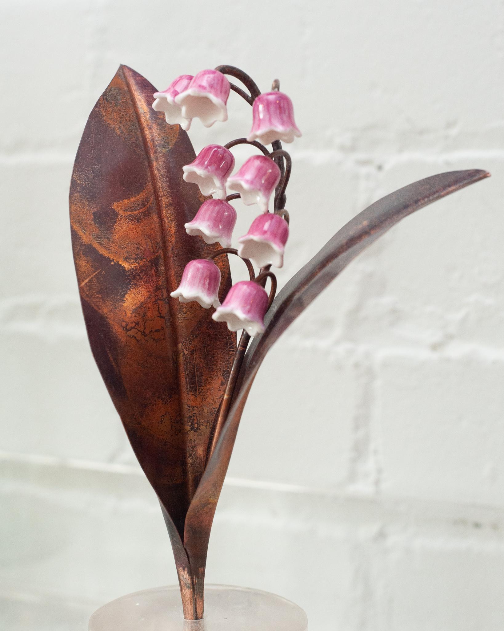 Contemporary Samuel Mazy x Maison Nurita Pink Glazed Porcelain Lily of the Valley Sculpture For Sale
