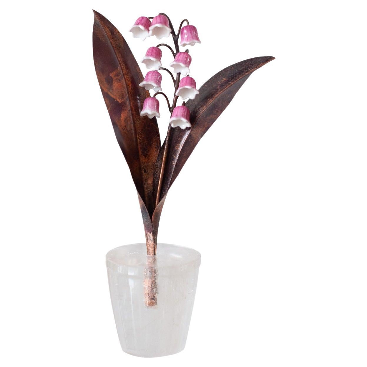 Samuel Mazy x Maison Nurita Pink Glazed Porcelain Lily of the Valley Sculpture For Sale