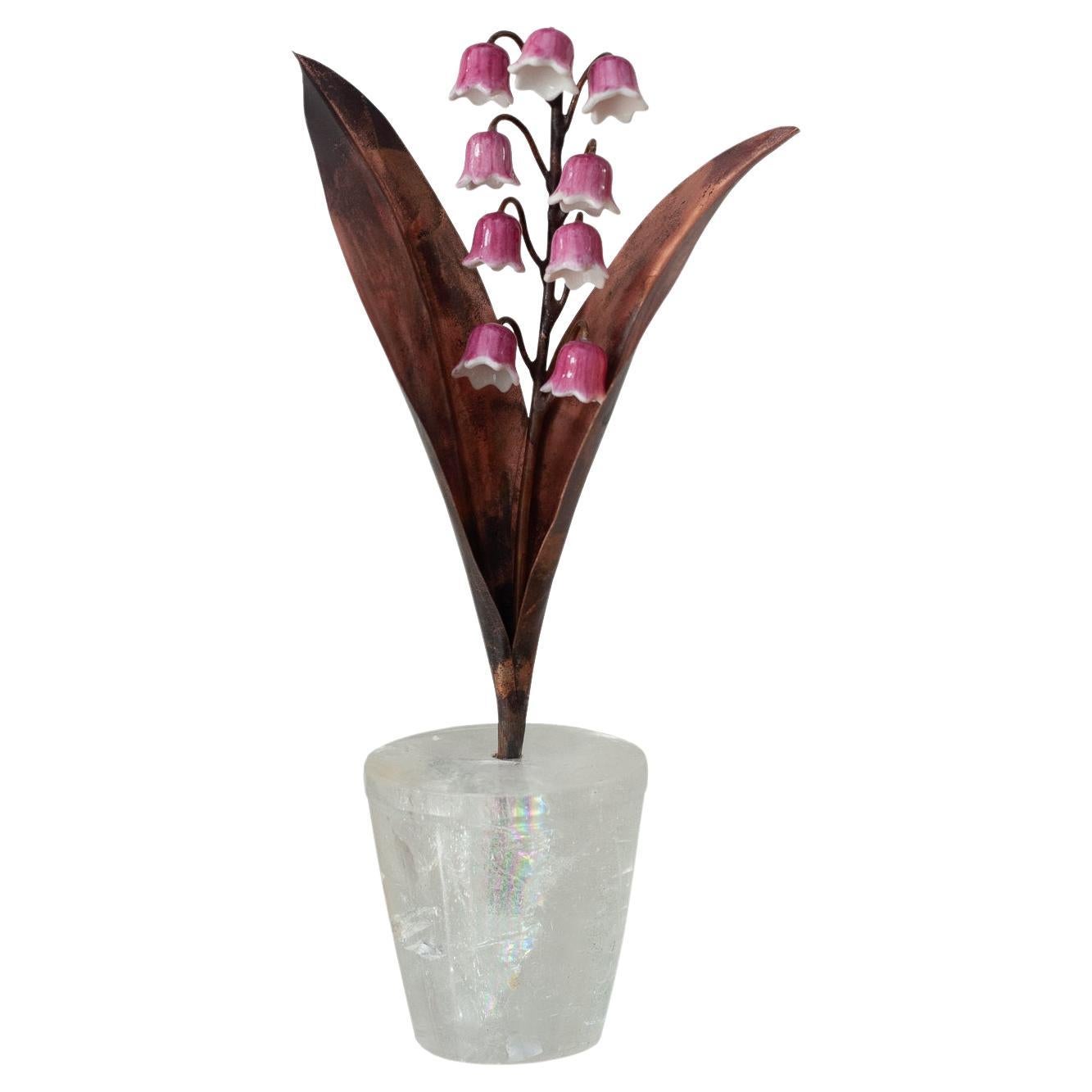 Samuel Mazy x Maison Nurita Pink Glazed Porcelain Lily of the Valley Sculpture For Sale