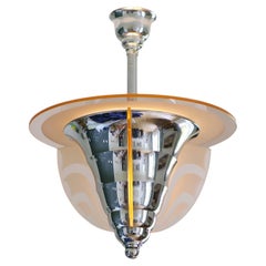 Lampadario Art Deco Modernista Francese Maison Petitot, 1920