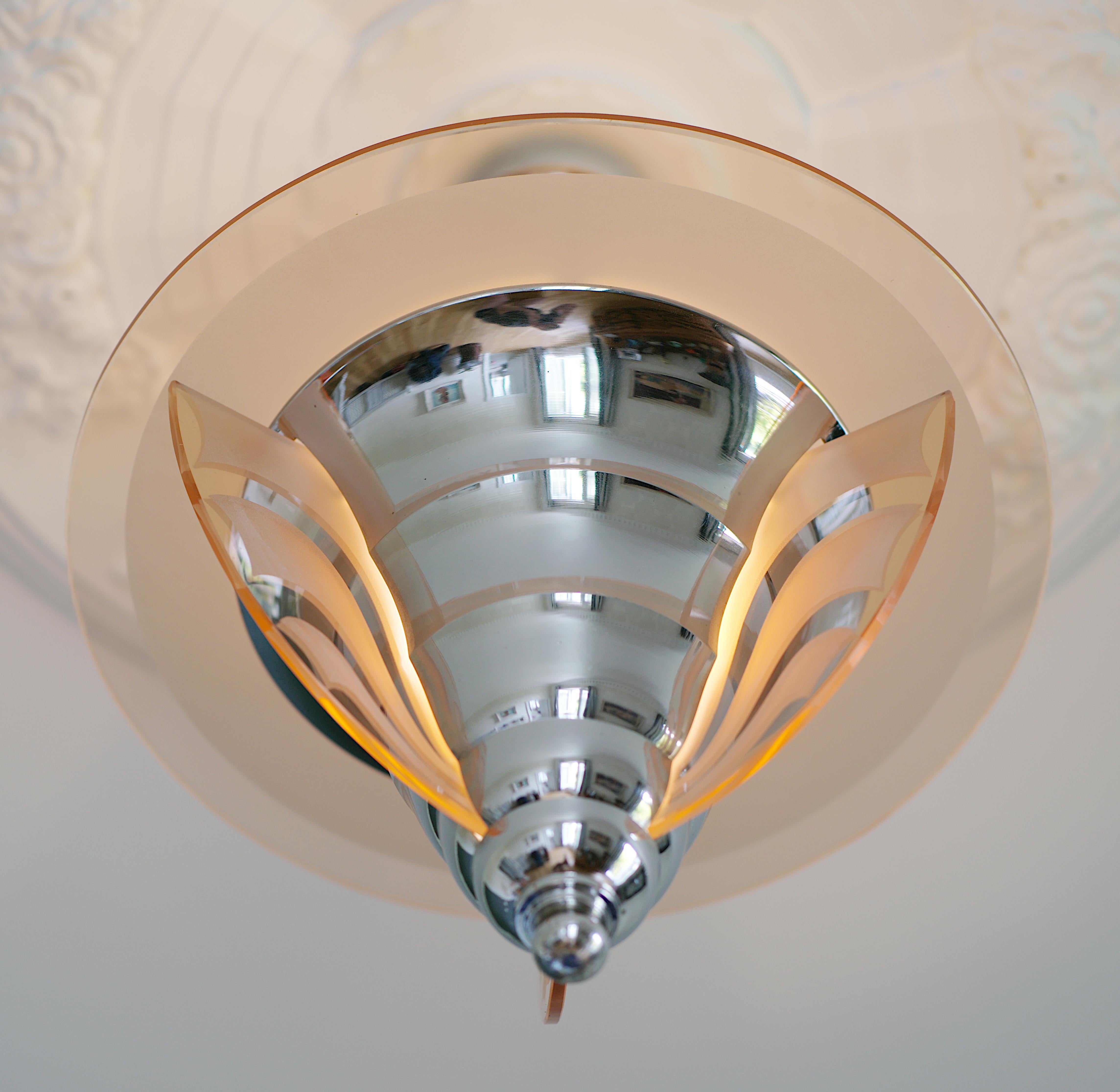 Lustre Art Déco moderniste français Maison Petitot, 1920 en vente 4