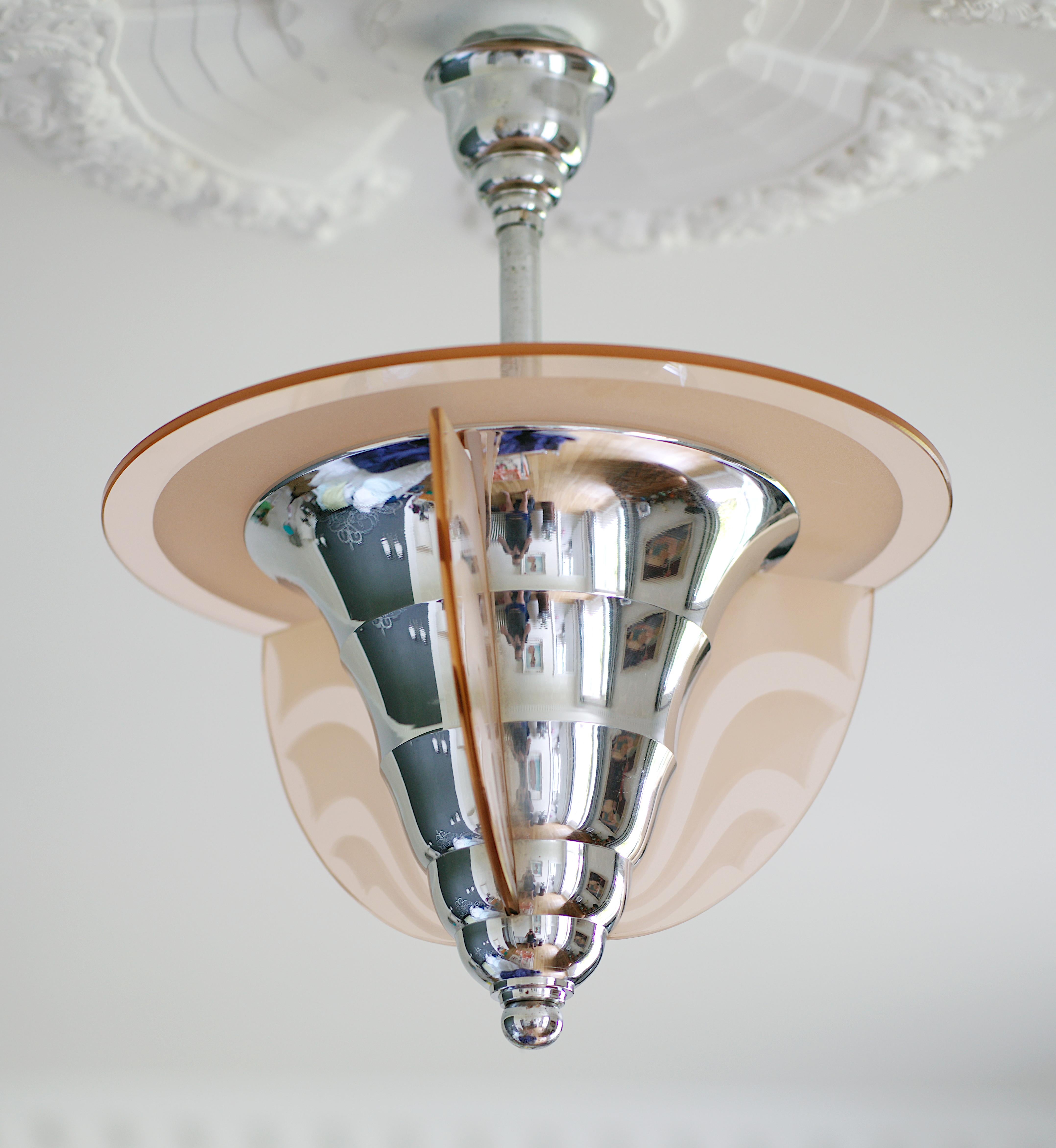 Art déco Lustre Art Déco moderniste français Maison Petitot, 1920 en vente