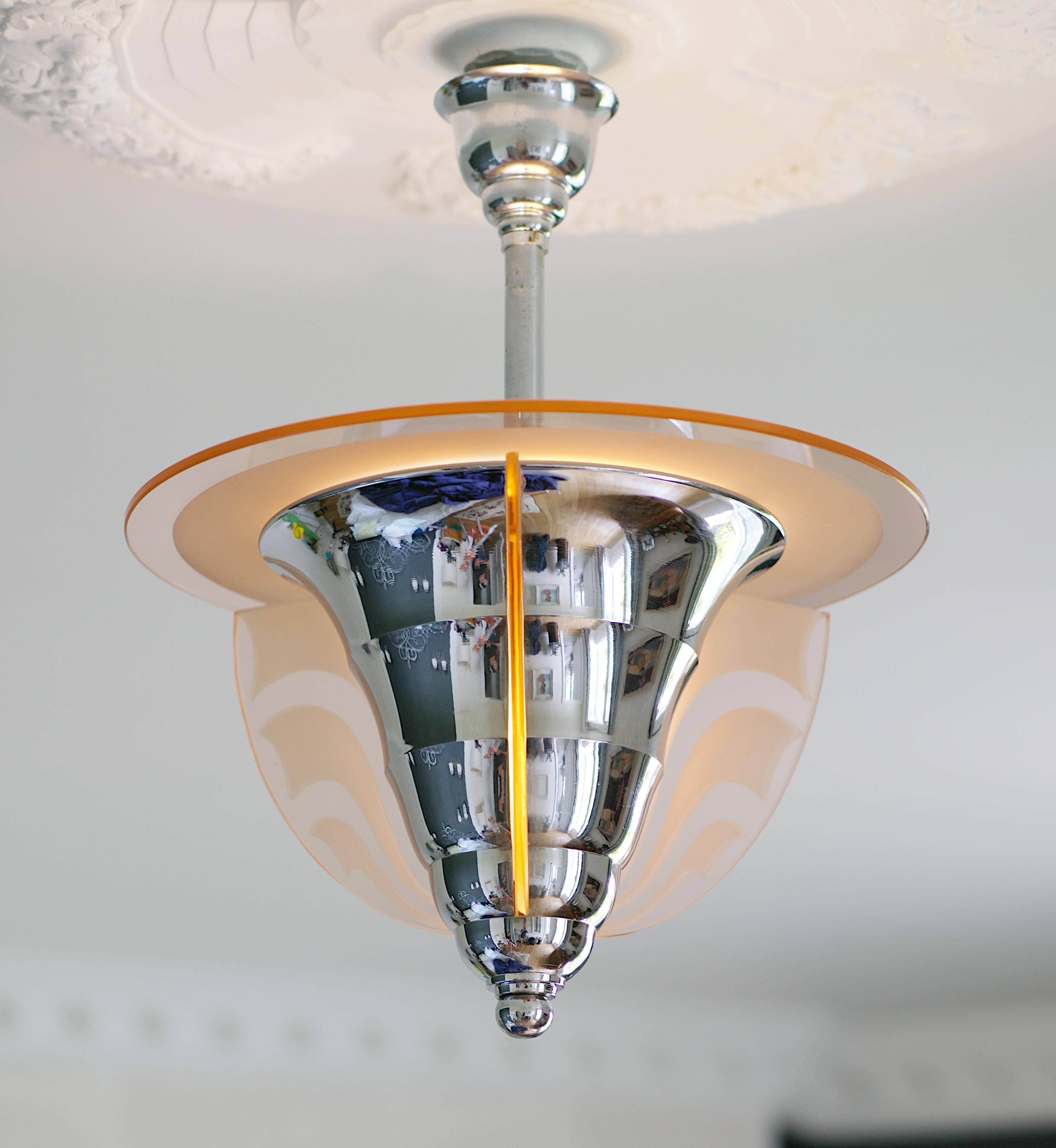 Lustre Art Déco moderniste français Maison Petitot, 1920 en vente 1