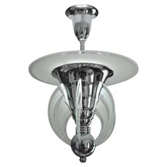 Maison Petitot French Art Deco Modernist Chandelier, 1920