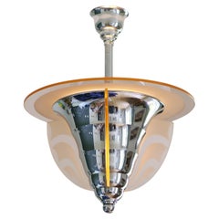 Maison Petitot French Art Deco Modernist Chandelier, 1920
