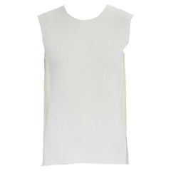MAISON RABIH KAYROUZ cream white crinkled crepe keyhole back sleeveless top FR34