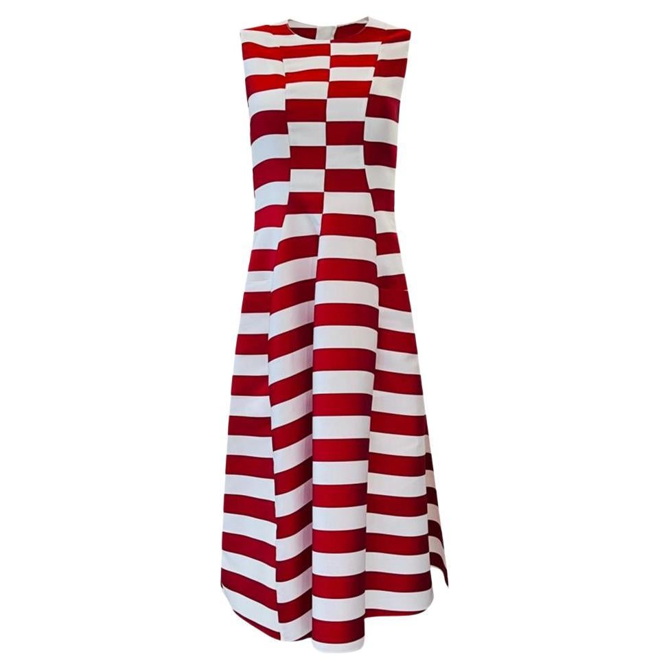 Maison Rabih Kayrouz Striped Silk Blend Tulip Dress For Sale