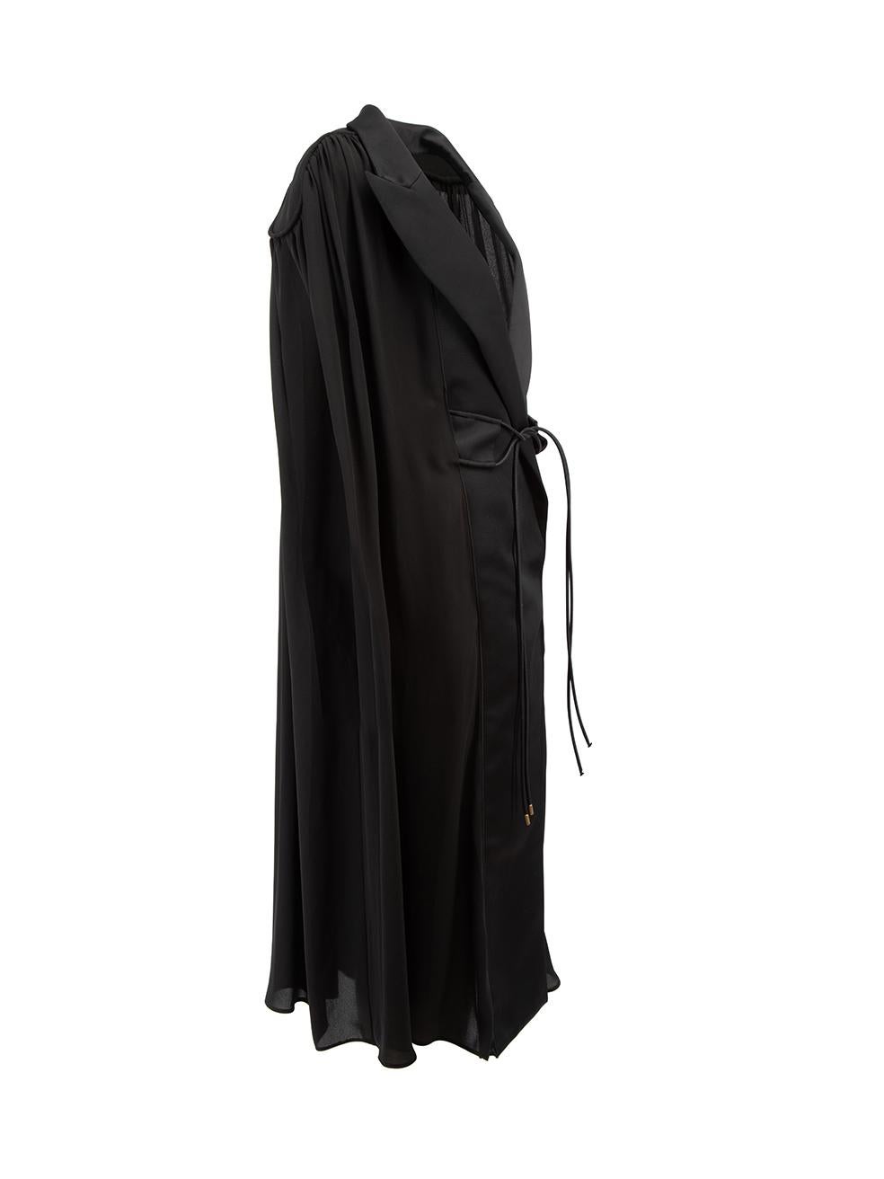 CONDITION is Very good. Minimal wear to cape is evident where missing gold tone tabs on 2 of the belt strings can be seen on this used Maison Rabih Kayrouz designer resale item. 



Details


Black

Polyester

Long cape

Lace up wide