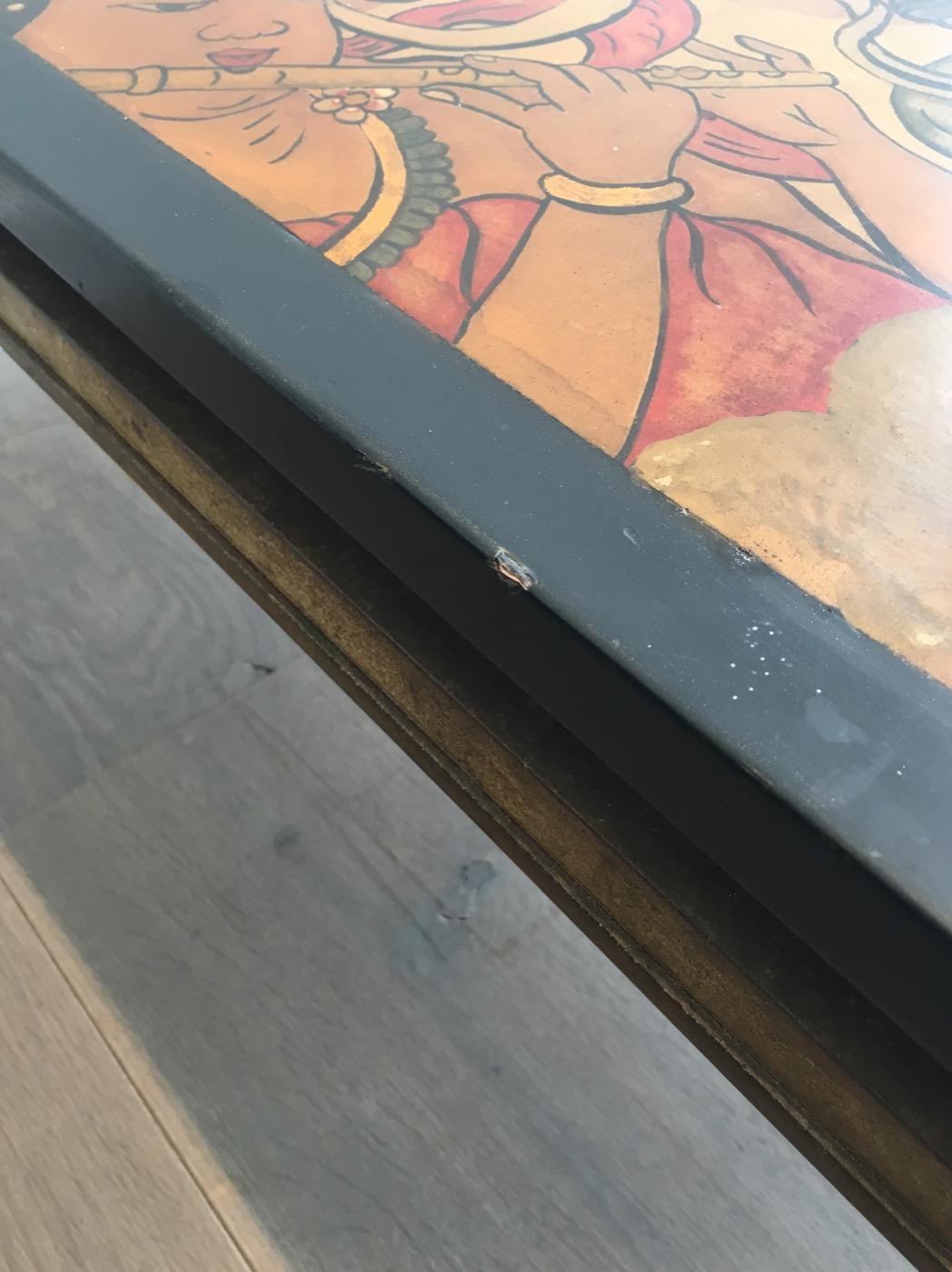 Maison Ramsay, Amazing Unique Coffee Table with Lacquered Top Showing Tibetans 11