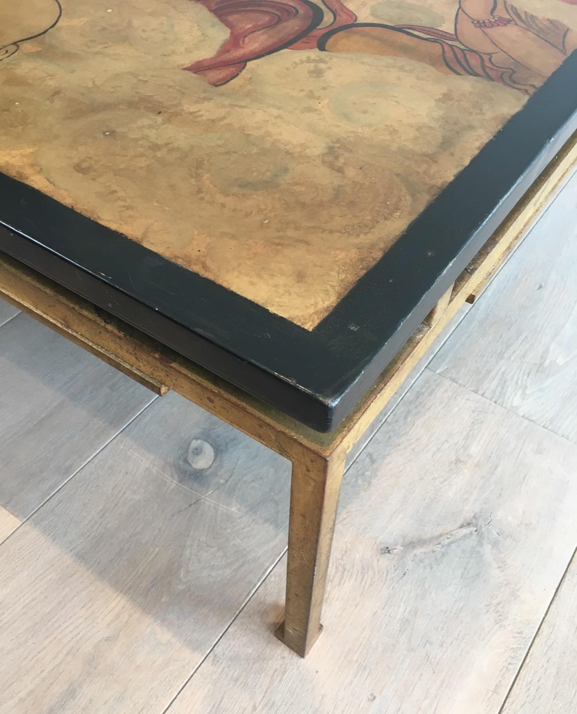 Maison Ramsay, Amazing Unique Coffee Table with Lacquered Top Showing Tibetans 12