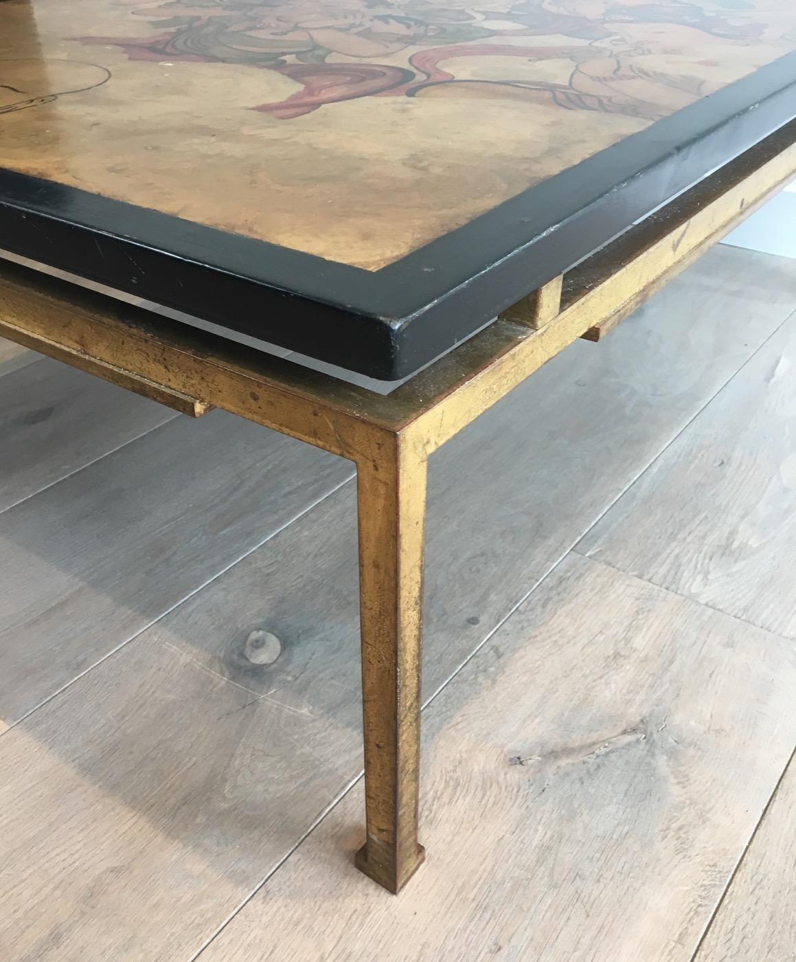 Maison Ramsay, Amazing Unique Coffee Table with Lacquered Top Showing Tibetans 3