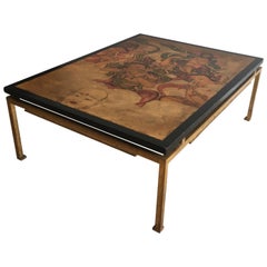 Maison Ramsay, Amazing Unique Coffee Table with Lacquered Top Showing Tibetans
