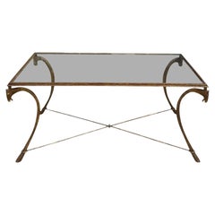 Maison Ramsay Art Deco French Gilt-Metal & Glass Horse Head Cocktail Table
