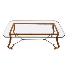 Maison Ramsay Artisan Coffee Table in Gilt Wrought Iron 1940s