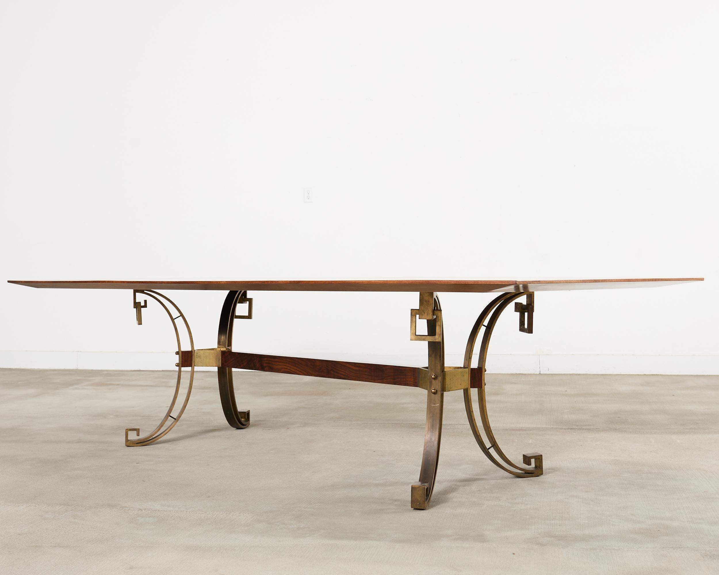 Mid-Century Modern Maison Ramsay Attributed Neoclassical Bronze Dining Table 10 Ft en vente