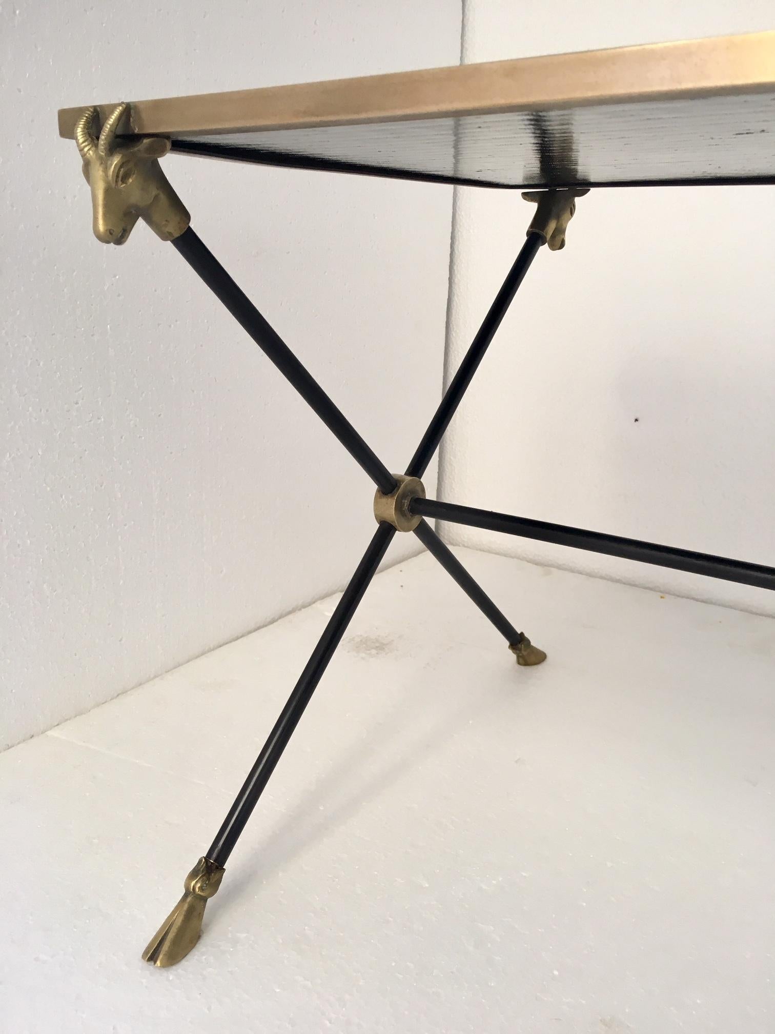 Lacquered Mid Century Maison Ramsay Brass Cocktail  or Coffee Table