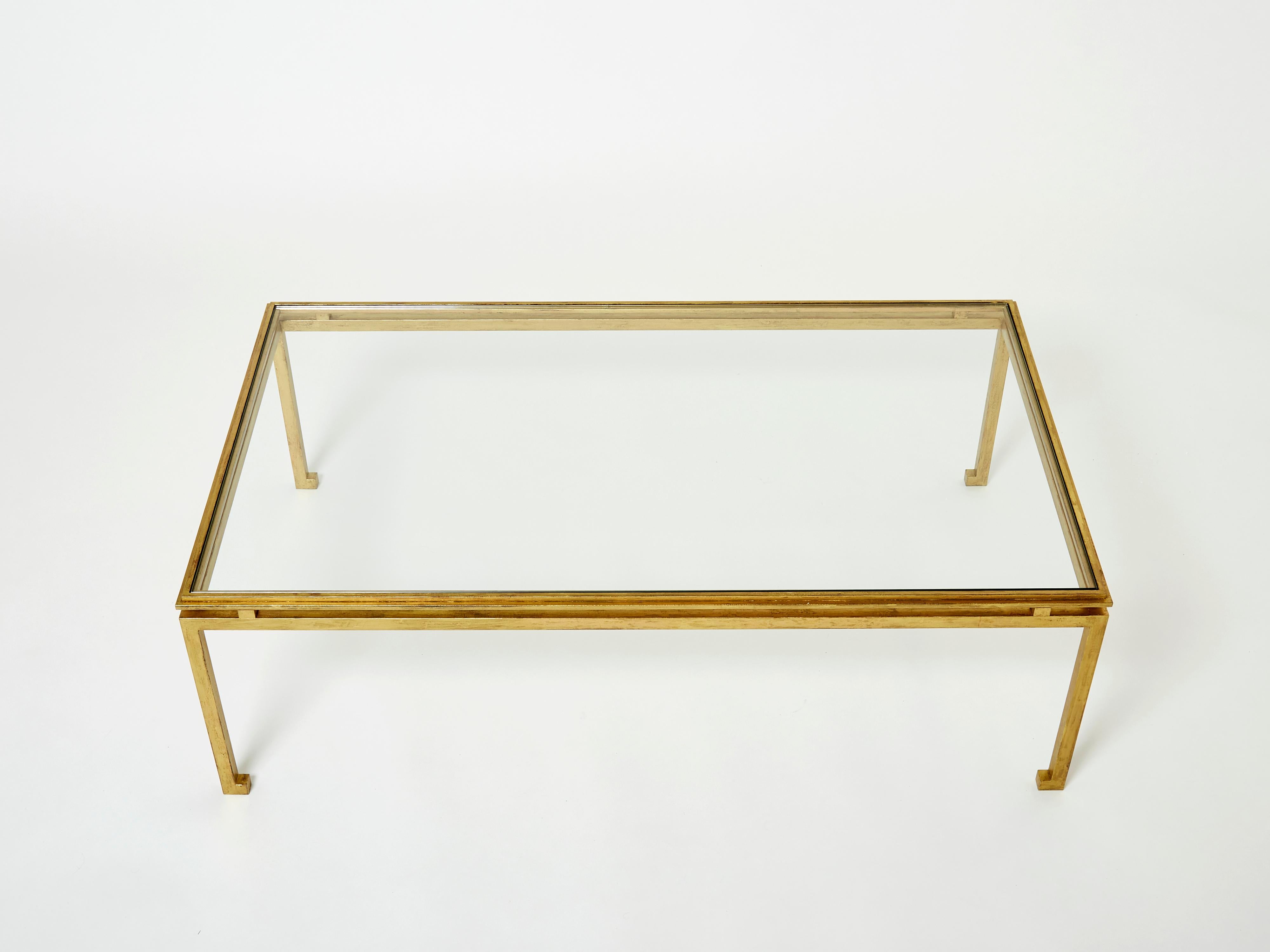 Maison Ramsay Coffee Table Gilded Iron Glass, 1950 For Sale 2