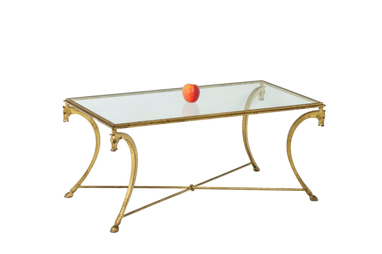European Maison Ramsay, Coffee Table in Gilt Iron, 1950’s For Sale