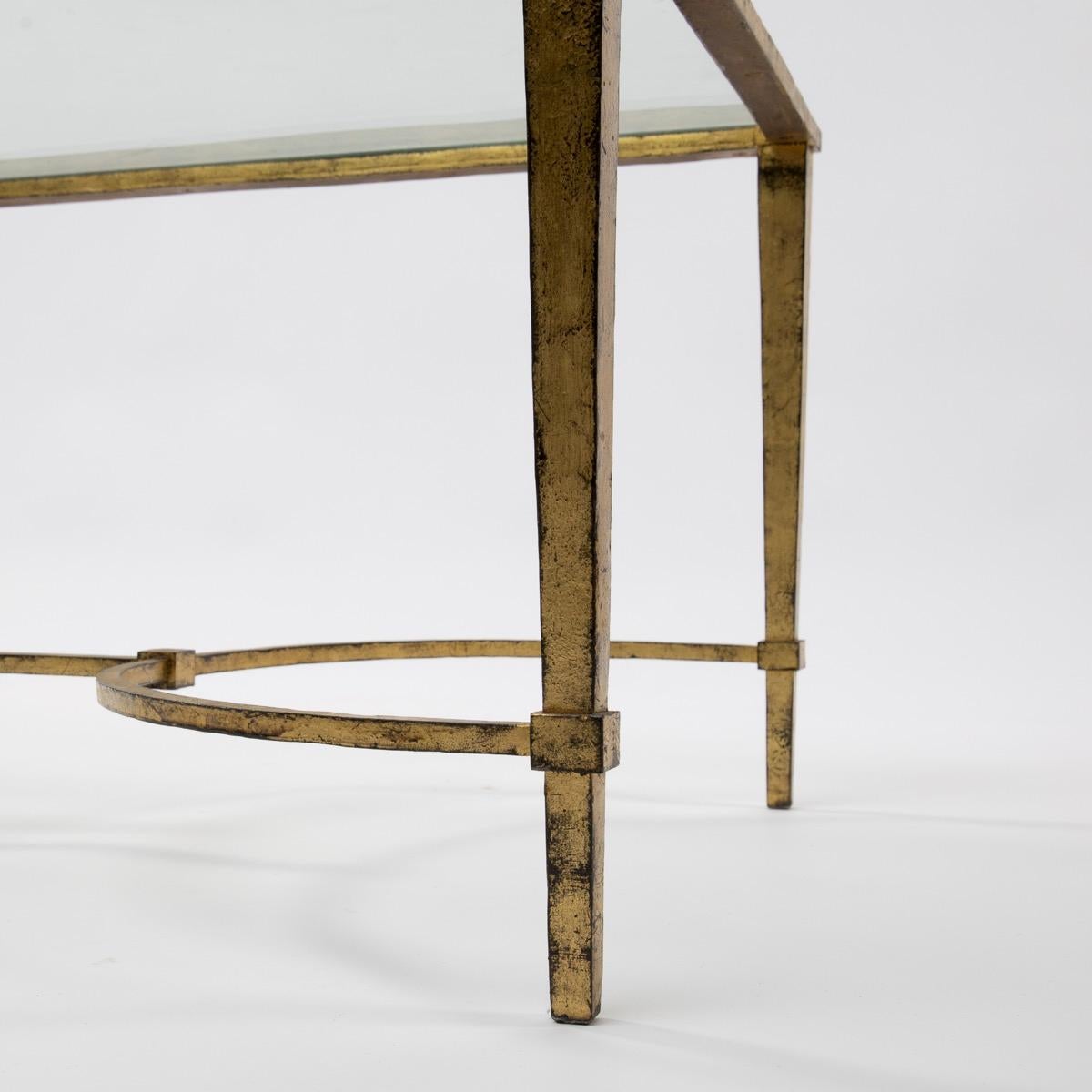 Mid-20th Century Maison Ramsay, France, Golden Iron and Glass Coffee or Cocktail Table