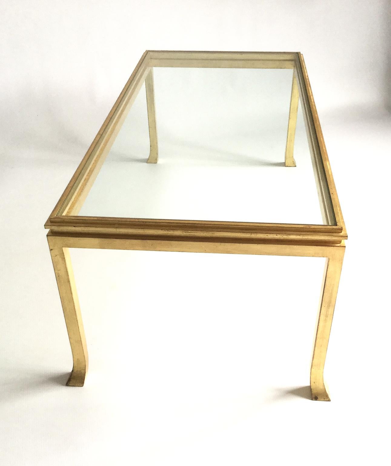 Mid-Century Modern Maison Ramsay French Gilded Coffee Table Designed by Henri Pouenat, 1960s